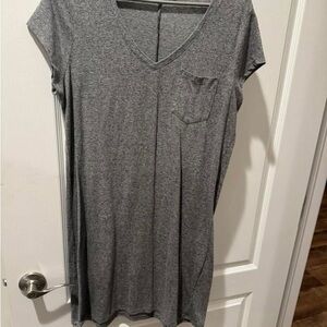 Gray V-Neck T-Shirt Dress